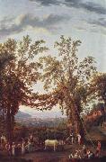 unknow artist Der Herbst: Weinlese und Blick auf Sorrent, den Golf und die Inseln. painting